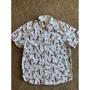 Spencers Holiday Christmas Reindeer Deer Beer Pong Funny Novelty Button Up Shirt